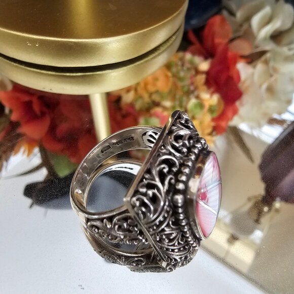 SARDA, Sterling Silver 925 Pink Mother of Pearls Ring, size 9 - Picture 6 of 6